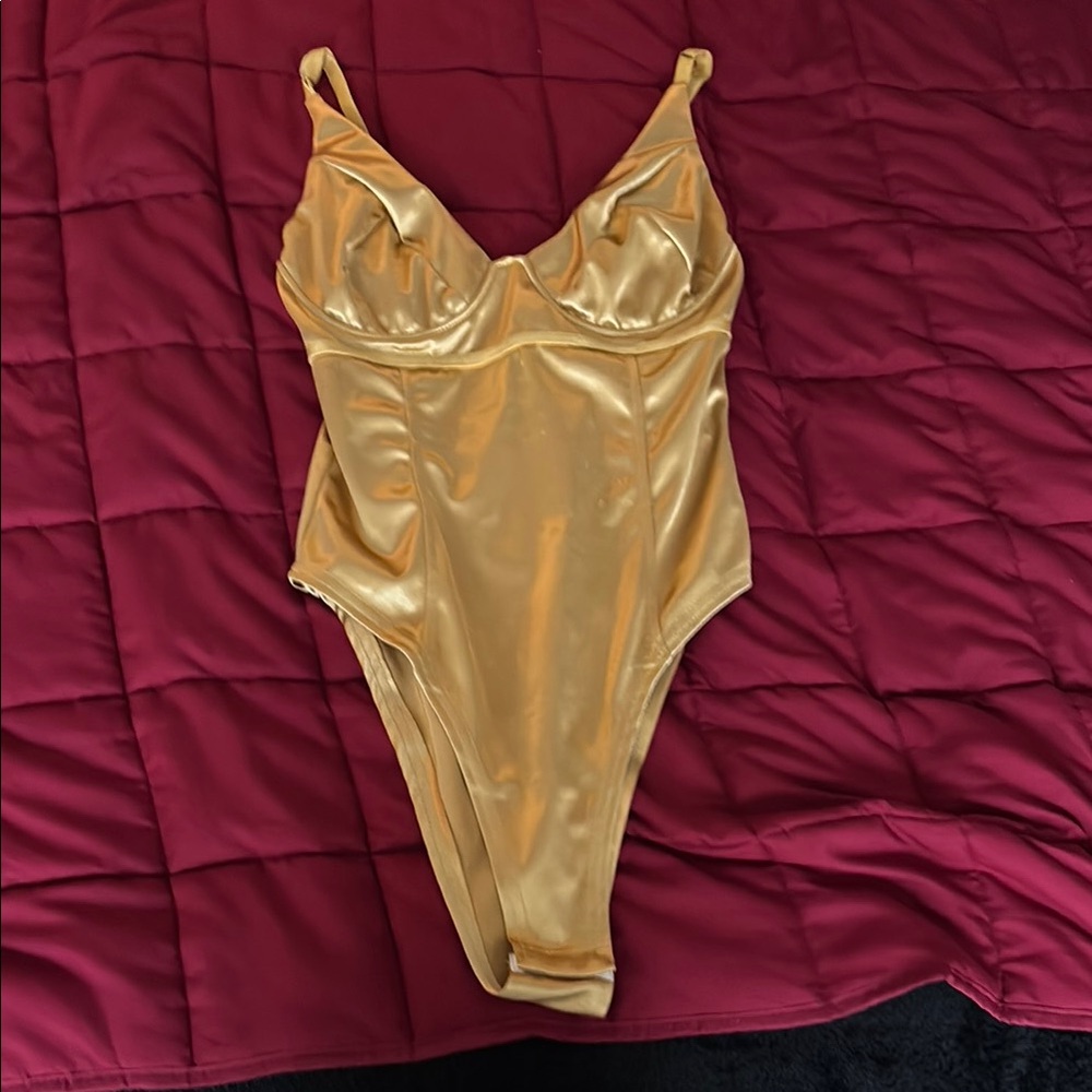 Gold Satin Bodysuit